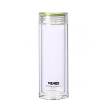 菲驰（VENES）玲珑高硼硅双层玻璃水杯 杯子 300ml