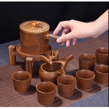 杰茗博半全自动茶具套装陶瓷创意石磨复古懒人时来运转泡茶器
