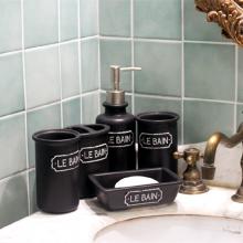 欧式陶瓷卫浴五件套浴室用品卫生间牙具套件刷牙杯漱口杯洗漱套装