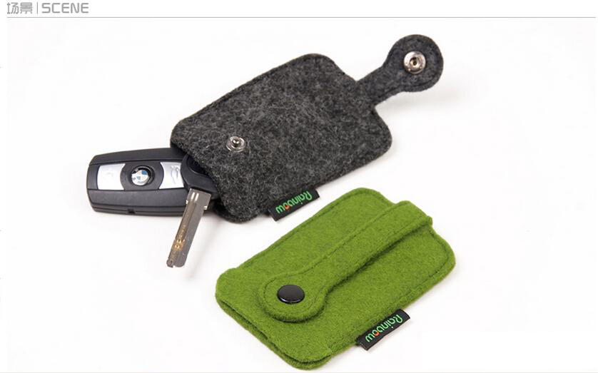 duga多加羊毛毡钥匙包 抽拉式创意钥匙包