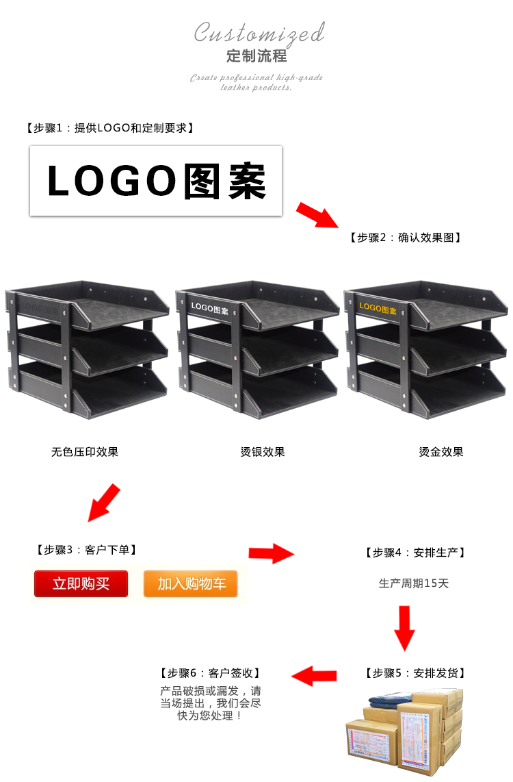 办公室桌面资料文件夹 文具整理收纳架 三层文件架 高档办公用品定制